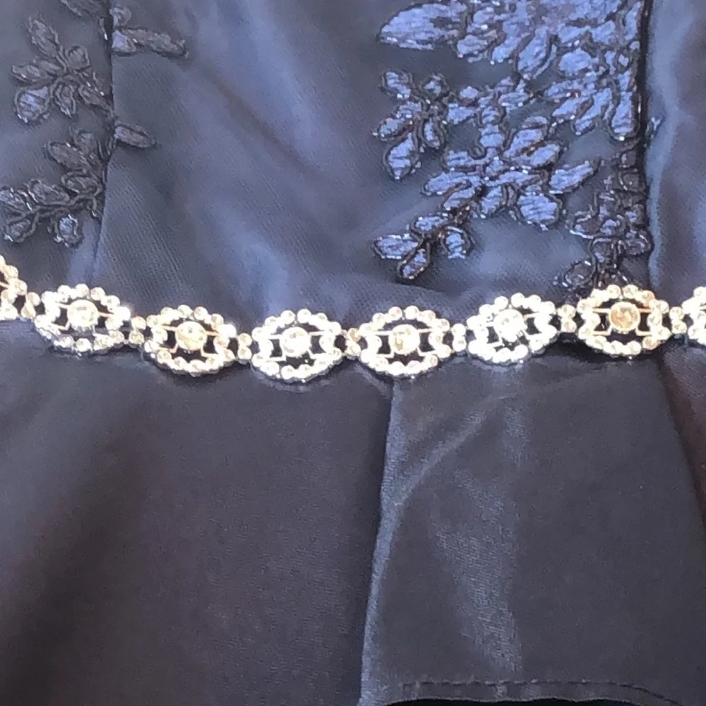 RARE EDITIONS Elegant Navy Dress with Embellishments & Floral Embroidery Girl 7